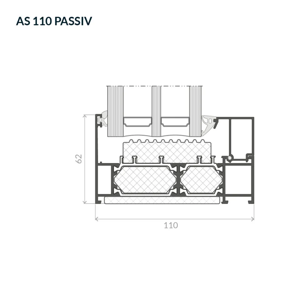 Przekrój ościeżnicy okna stałego
