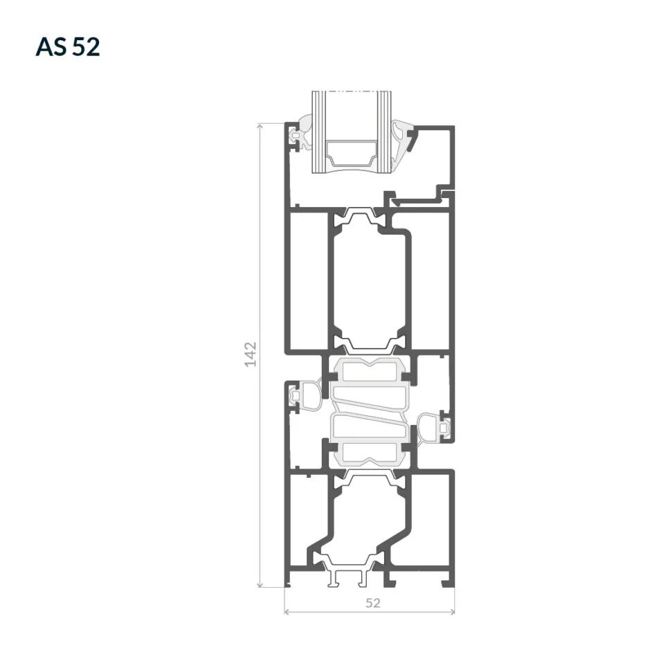 Przekrój drzwi otwieranych do wewnątrz