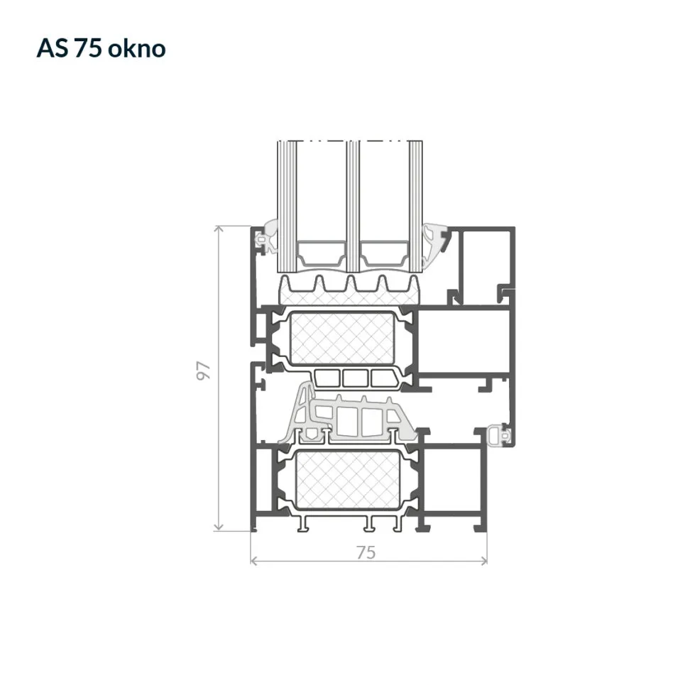 Przekrój przez okno otwierane