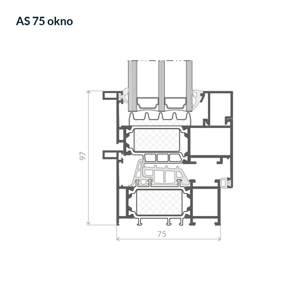 Przekrój przez okno typu INDUSTRIAL