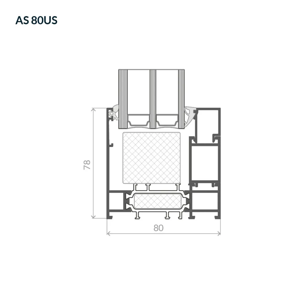 Przekrój przez kwaterę stałą okna z ukrytym skrzydłem